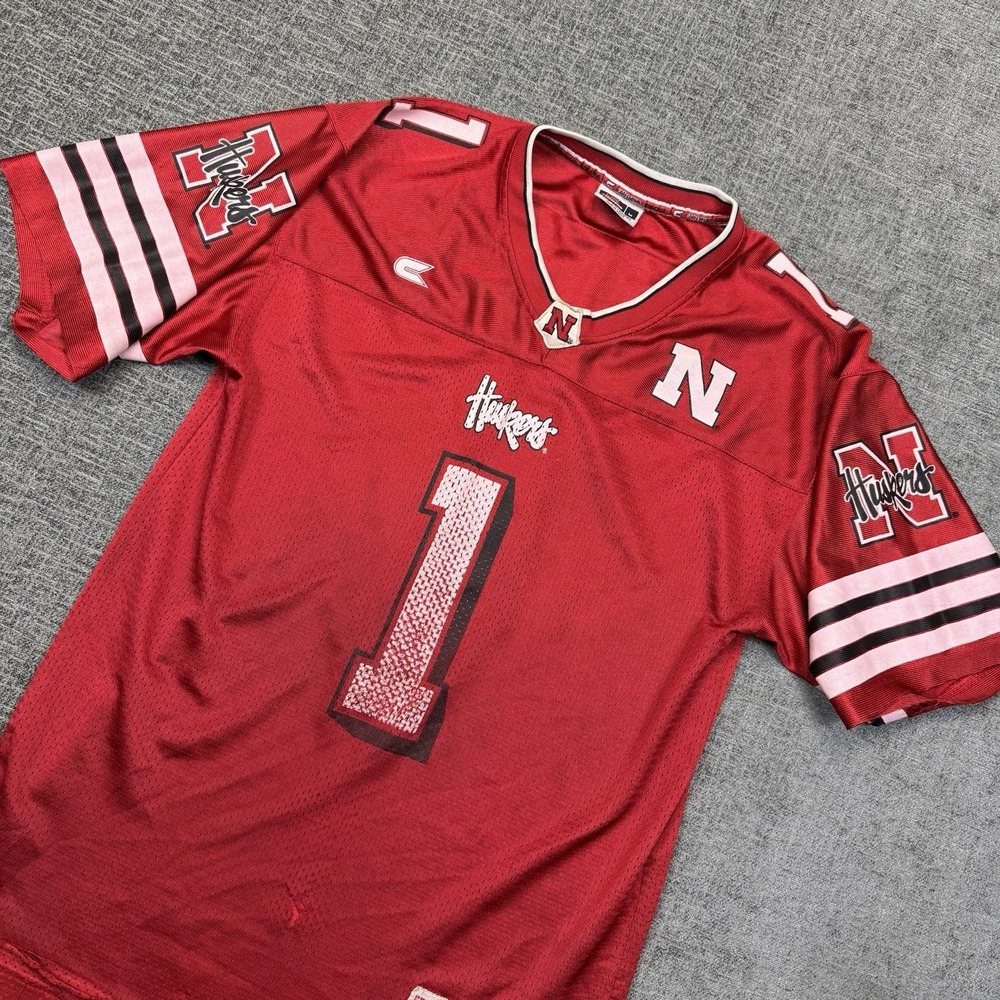 Vintage Nebraska Cornhuskers Colosseum‎ Football Jersey #1 Men M Red Huskers VTG